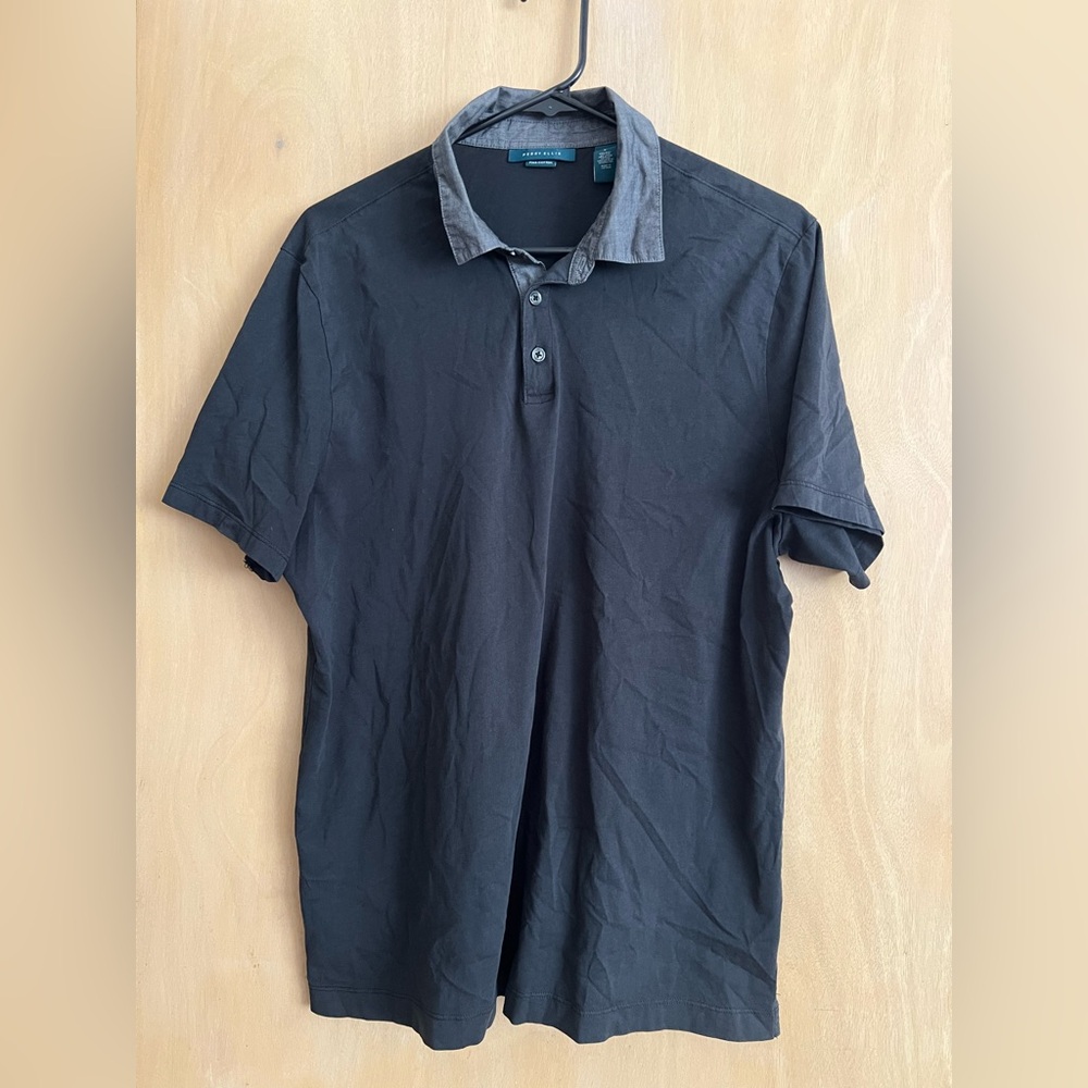 Perry Ellis Black Polo with Gray Collar